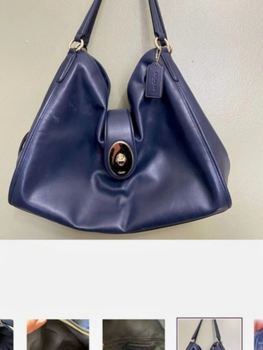 Coach Turnlock Hobo Blue Shoulder Bag